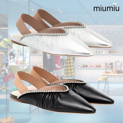 シルバー（銀色）系 MiuMiu(ミュウミュウ) フラットシューズ