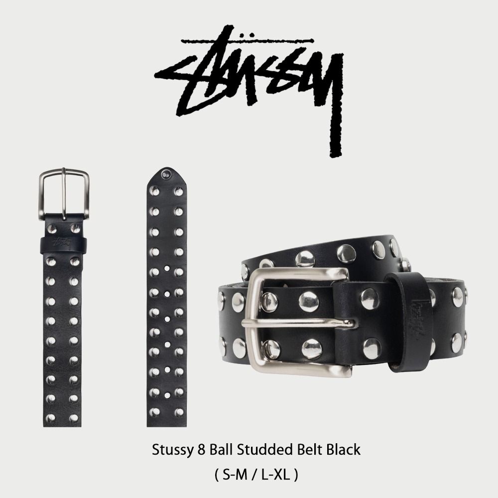 Stussy】 正規品☆ 8 Ball Studded Belt Black (STUSSY/ベルト) 135184