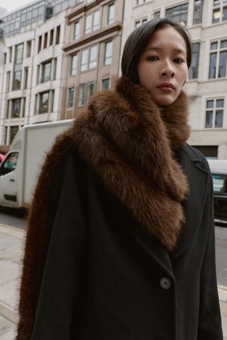 ZARA】フェイクファー フリンジ付きストール (ZARA/マフラー・ストール
