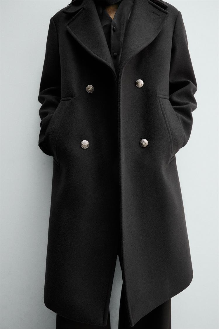 ZARA】ウール混ダブルブレストコート ブラック | 6798/041/800 (ZARA