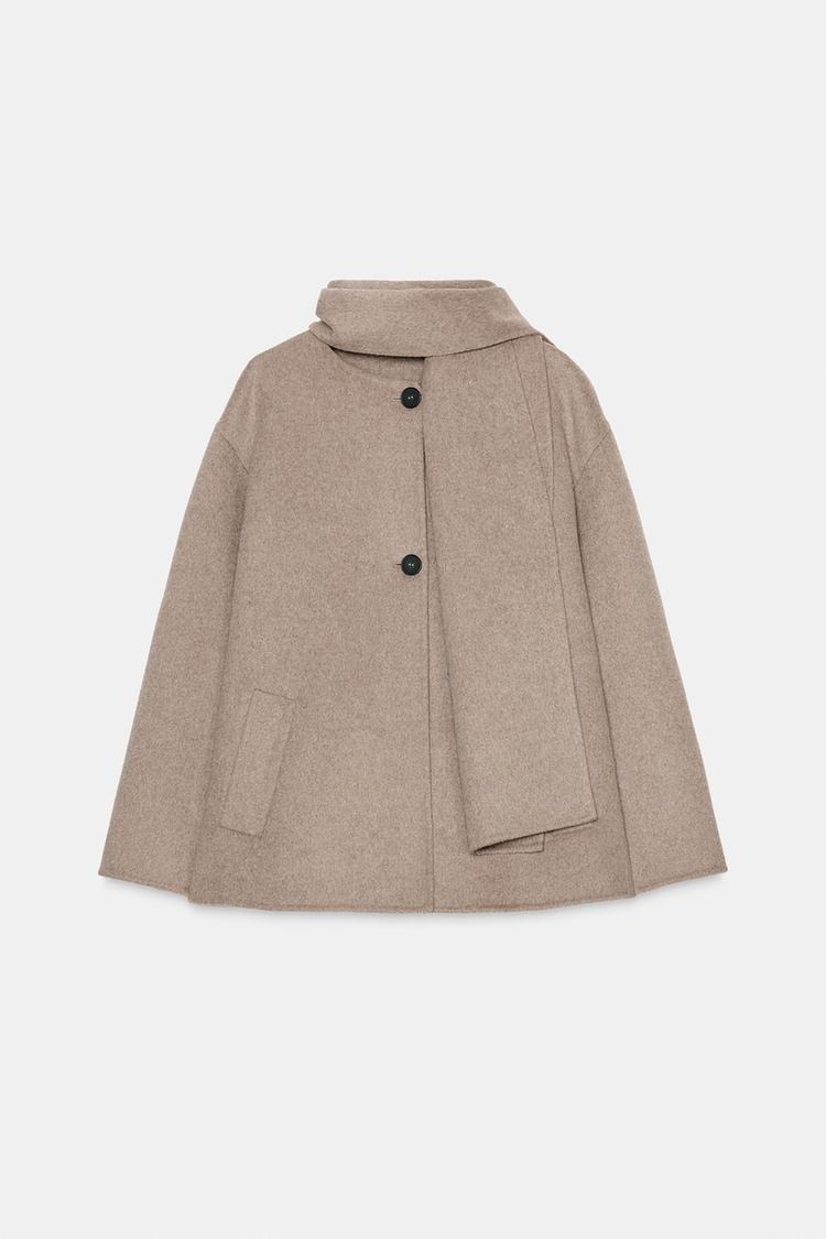 ZARA】ウール ショートスカーフコート ミンク | 6318/275/706 (ZARA