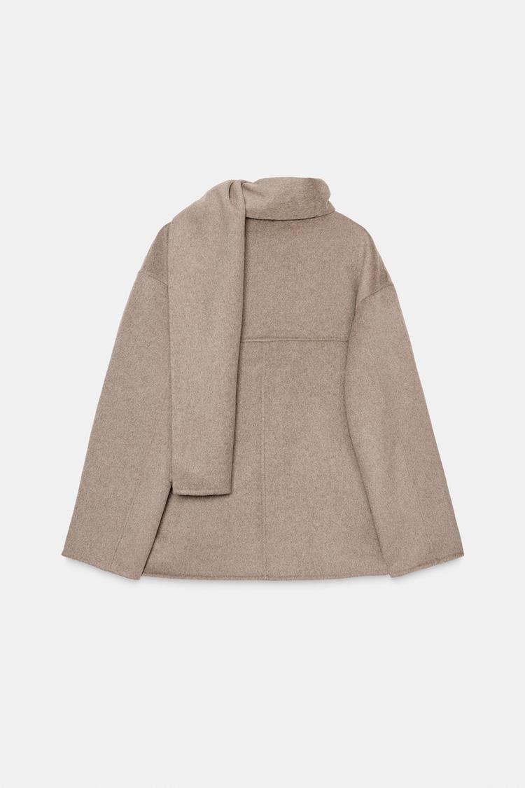 ZARA】ウール ショートスカーフコート ミンク | 6318/275/706 (ZARA