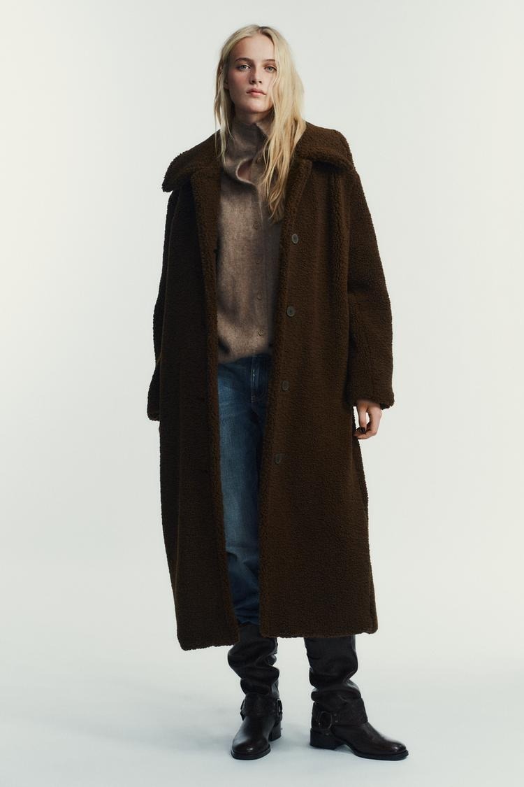 ZARA】ボア生地コート ダークブラウン | 1255/730/716 (ZARA/コート