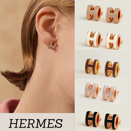 名作の気品♪】HERMES ピンクゴールド ポップアッシュ ピアス (HERMES
