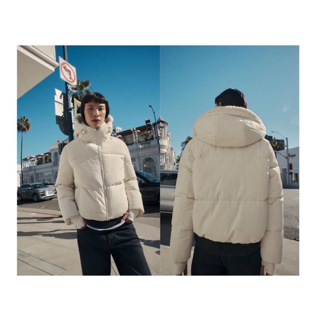 ZARA】フェイクシープスキンフード付き撥水ウィンドブレーカー (ZARA