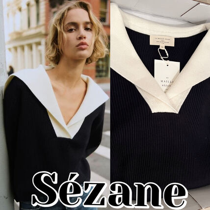 ホワイト（白）系 L SEZANE(セザンヌ) ニット・セーター(レディース