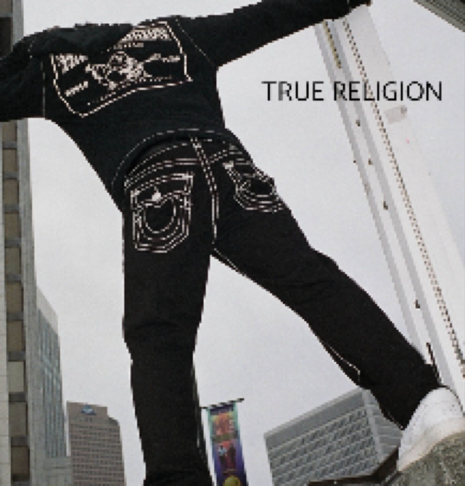 TRUE RELIGION ステッチ ストレート デニム ジーンズ (TRUE RELIGION