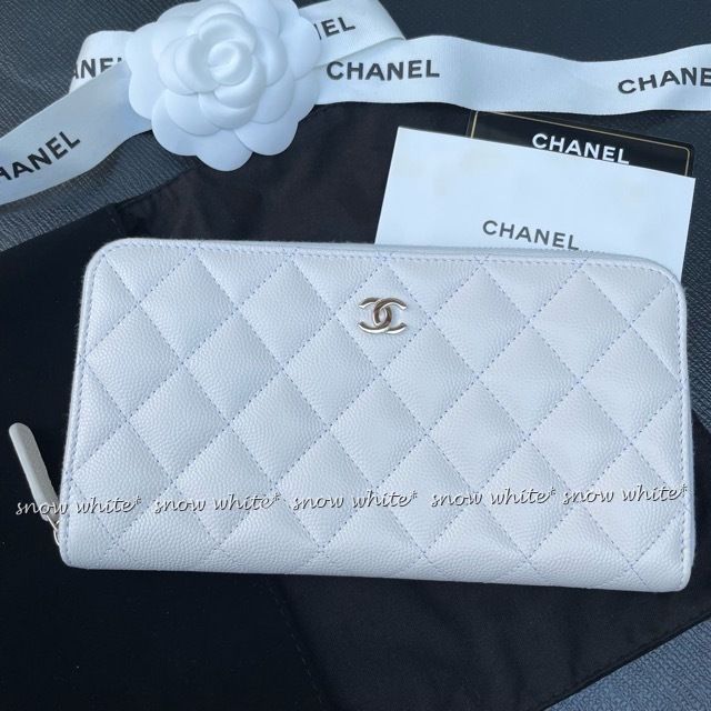 明日着 限定 白xキャビアxG金具 マトラッセ ZIP 長財布 CHANEL (CHANEL