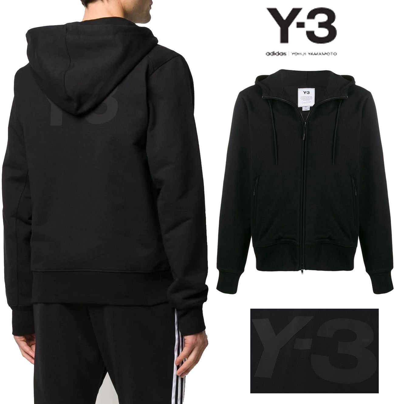 ☆Y-3 YOHJI YAMAMOTO☆Y-3ロゴジップアップパーカーフーディー (Y-3