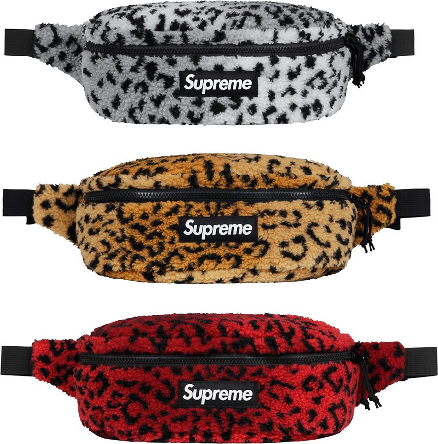 FW17 Supreme Leopard Fleece Waist Bag - ウエストバッグ (Supreme