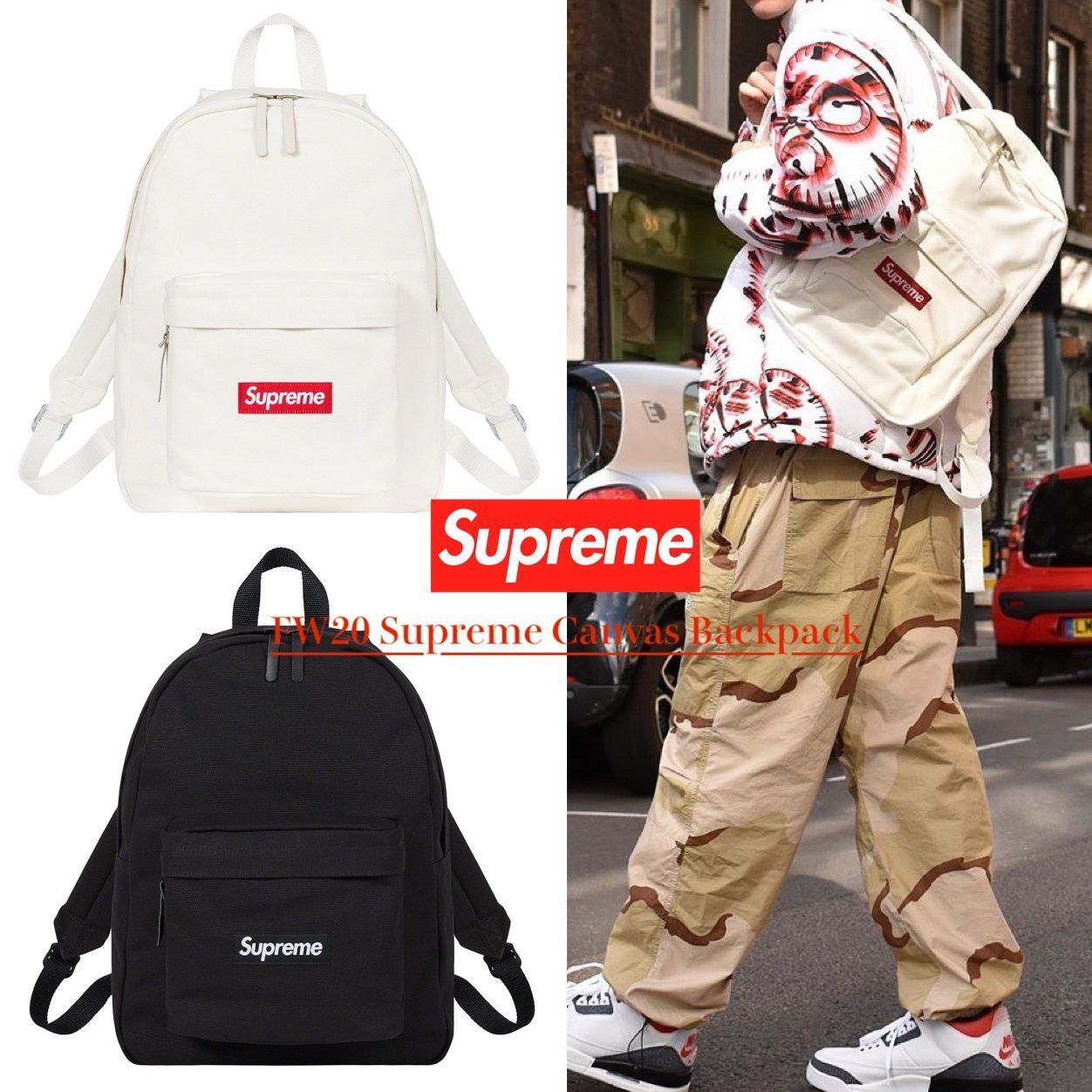 FW20 Supreme Canvas Backpack - キャンバス バックパック (Supreme