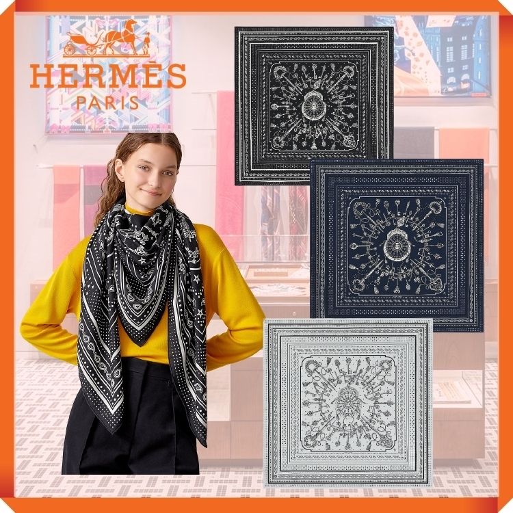 鍵モチーフ【HERMES】バンダナ カシシル スカーフ (HERMES/スカーフ