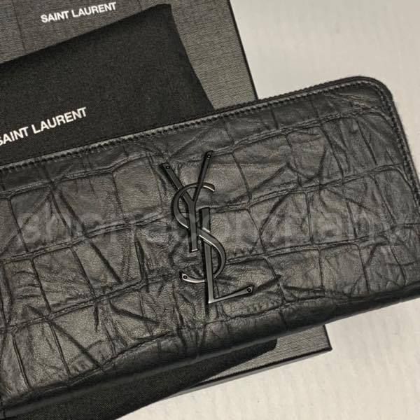関税込】SAINT LAURENT サンローラン◇クロコ YSLロゴ 長財布 (Saint