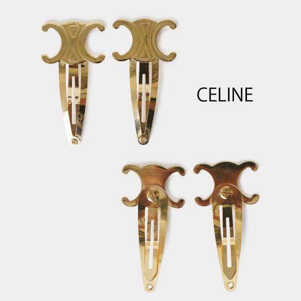 CELINE】SET OF 2 TRIOMPHE SNAP HAIR CLIPS ヘアピン 2個 (CELINE