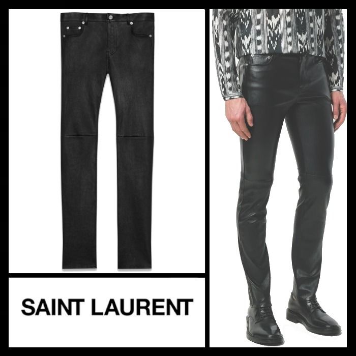 Saint Laurent スキニーパンツ《ストレッチレザー》黒 DHL 直営 (Saint