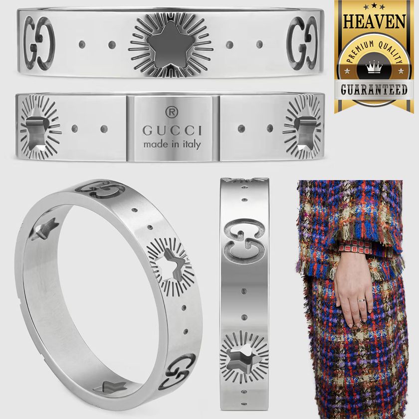 累積売上第1位【GUCCI☆グッチ】スターホワイトゴールドリング (GUCCI