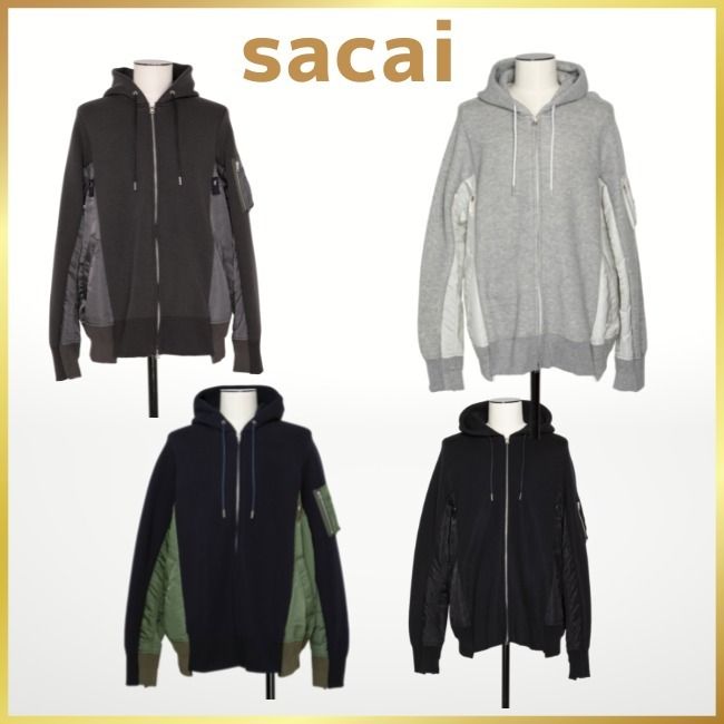 sacai☆Sponge Sweat x MA-1 ZipUpHoodie]定番人気☆すぐお届け (sacai