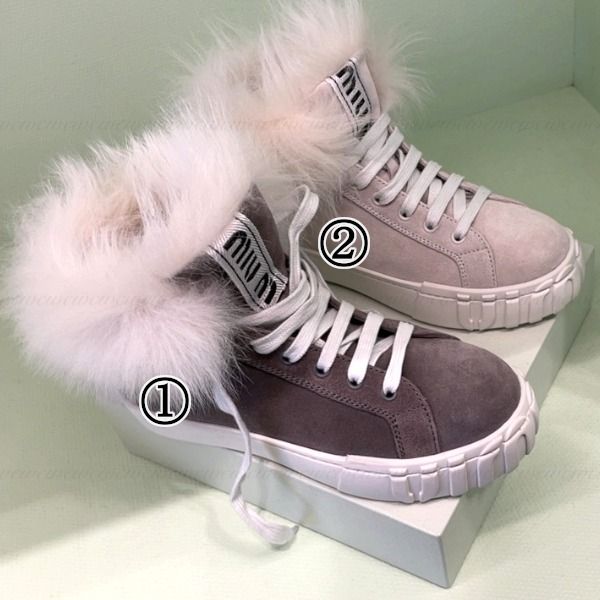 MIUMIU【セール】国内発□ファー付 ハイカットスニーカー (MiuMiu