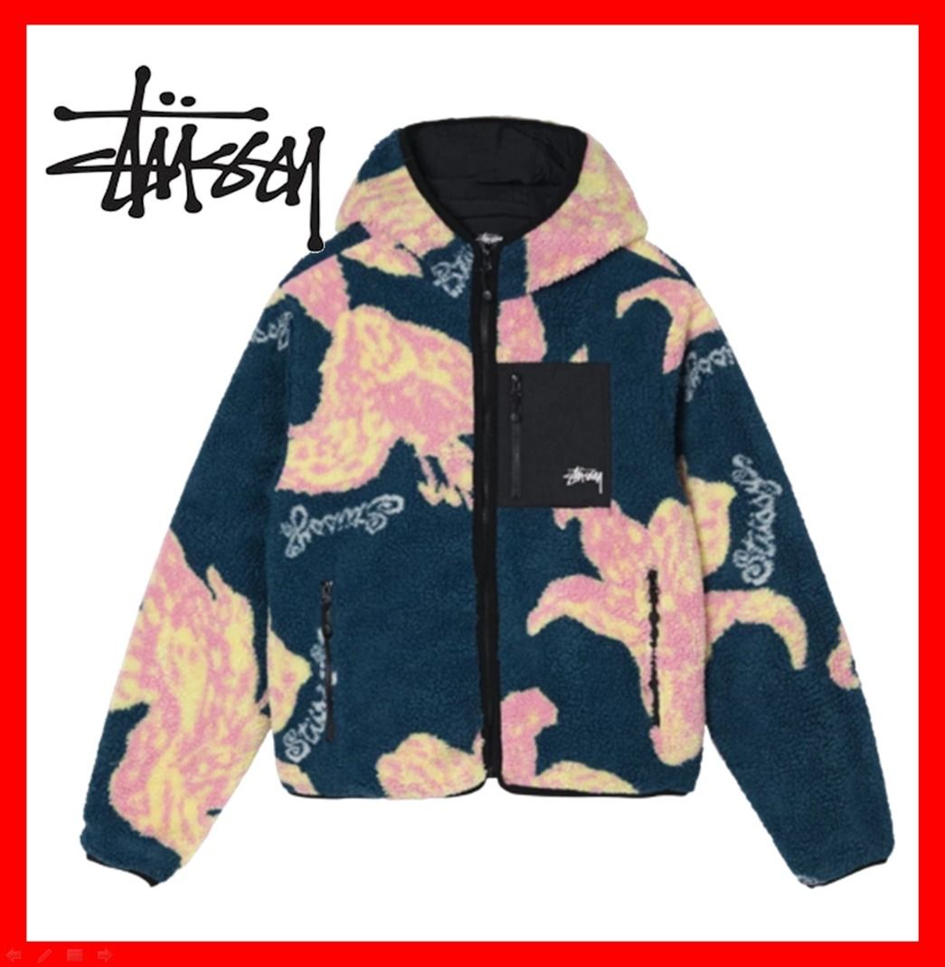 ☆【STUSSY】☆Stussy Floral Sherpa Hood Jacke.t Dark Teal