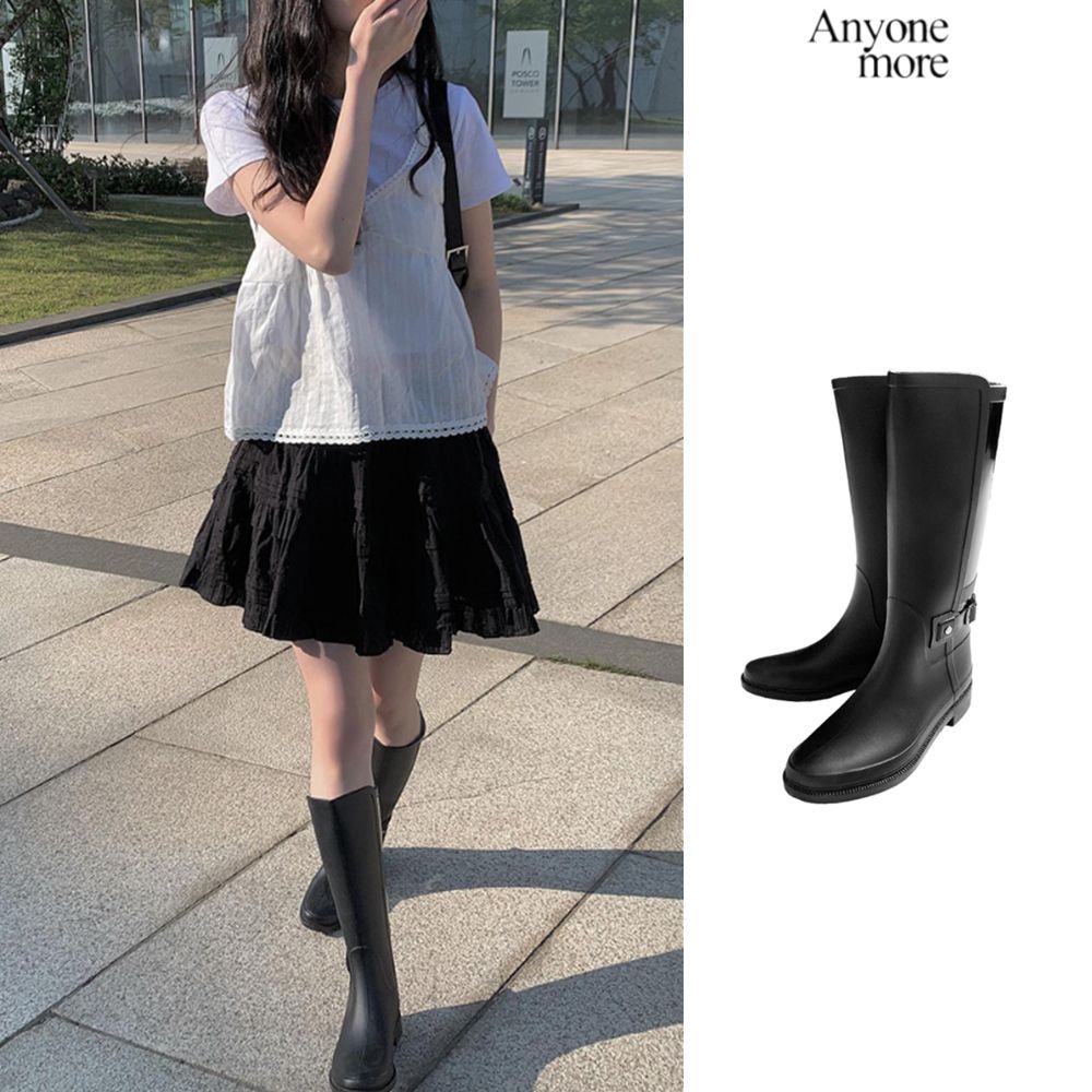 Anyone more】Shinco Buckle Long Rain Boots (Anyone more/レイン