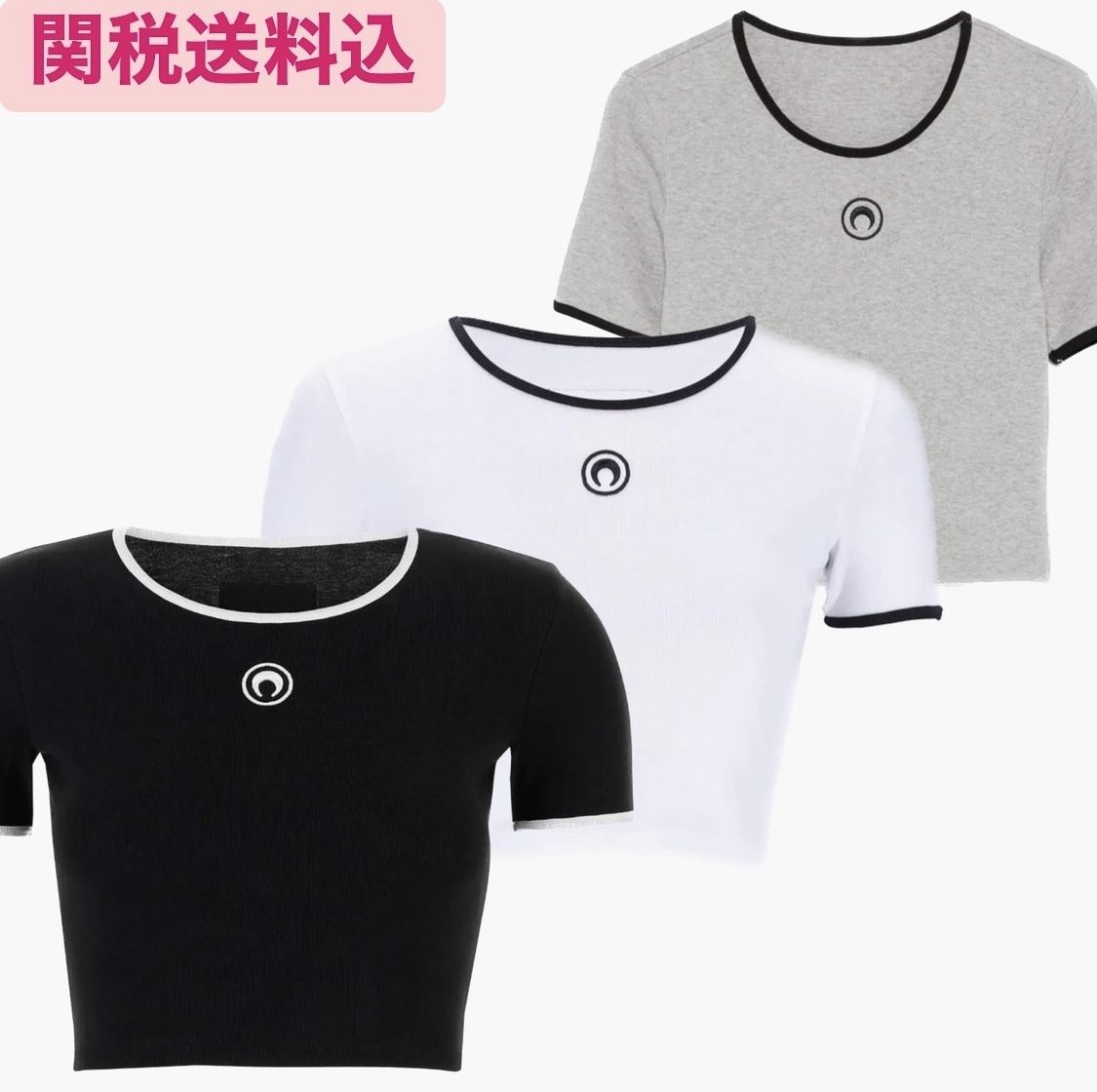 MARINE SERRE マリーンセル ロゴ クロップド Tシャツ (MARINE SERRE/T