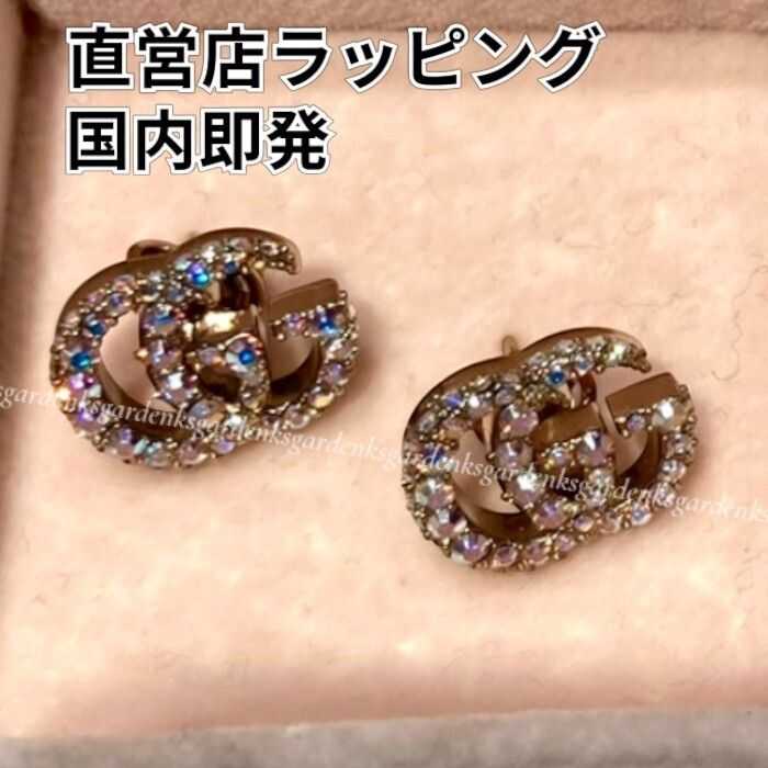 GUCCI☆クリスタル ダブルG イヤリング / ピアス☆すぐ届く！ (GUCCI