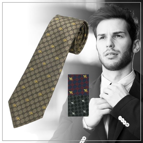 GUCCI】GUCCI シルクネクタイ 545078 4E002 GG BEE ビー ハチ (GUCCI