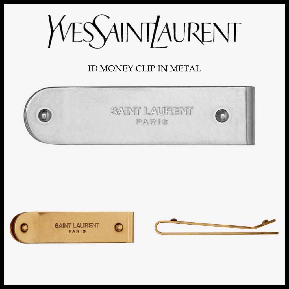 全2色☆Saint Laurent♪YSLロゴ刻印メタルIDマネークリップ (Saint