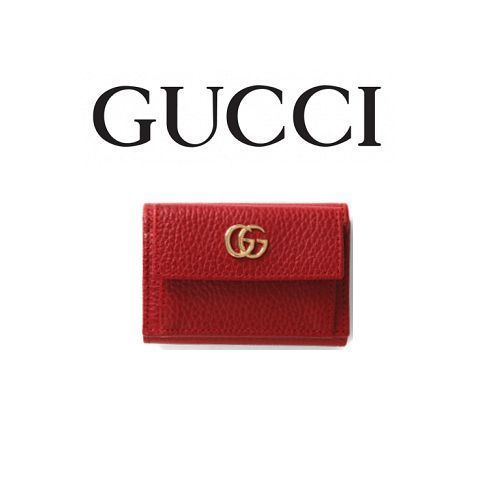 大人気 ☆Gucci☆ GG MARMONT 3つ折りミニ財布 HIBISCUS RED♪ (GUCCI