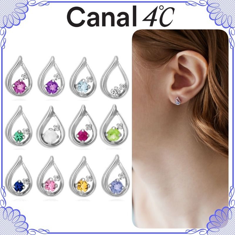 大人気!! Canal 4℃ 誕生石 K10 ホワイトゴールド ピアス (4℃/ピアス