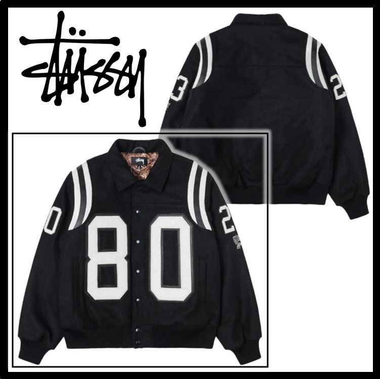 ☆関税込☆Stussy☆Stussy 80 Wool Varsity Jacket Black☆ (STUSSY