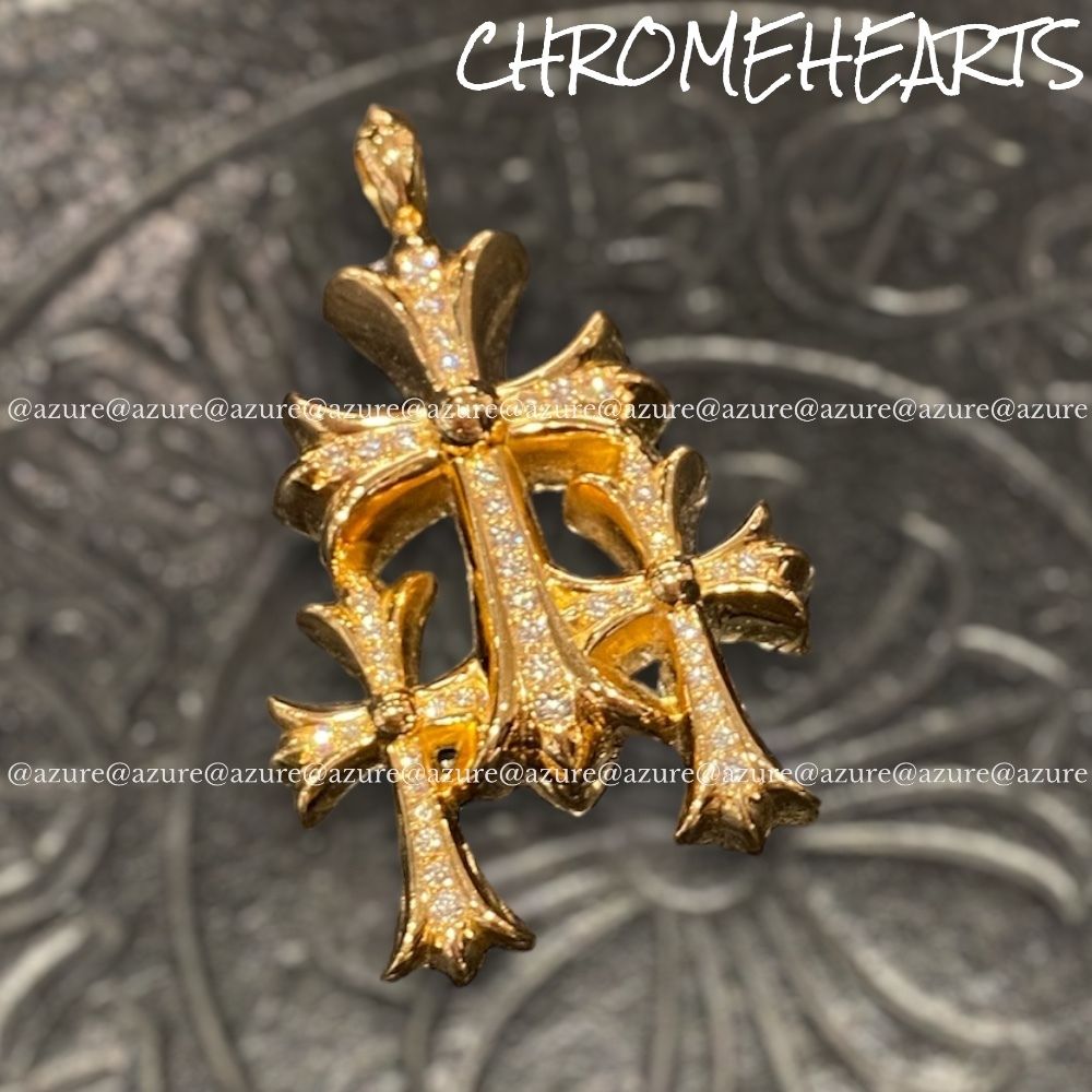直営店CH◇超希少 トリプルクロス♪Gold Diamond チャーム (CHROME
