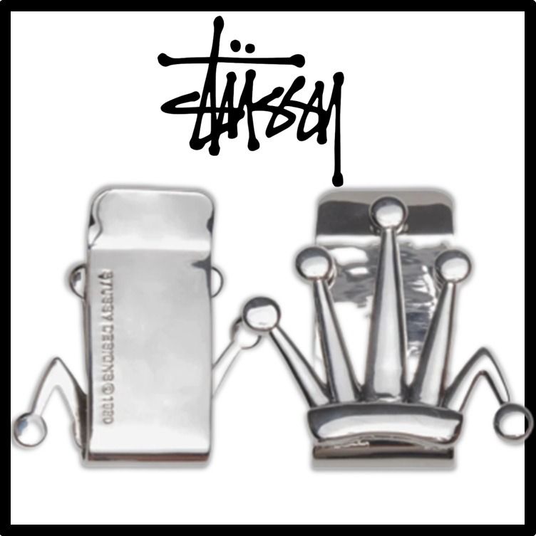 ☆関税込☆Stussy☆Stussy Bent Crown Money Clip Silver☆ (STUSSY