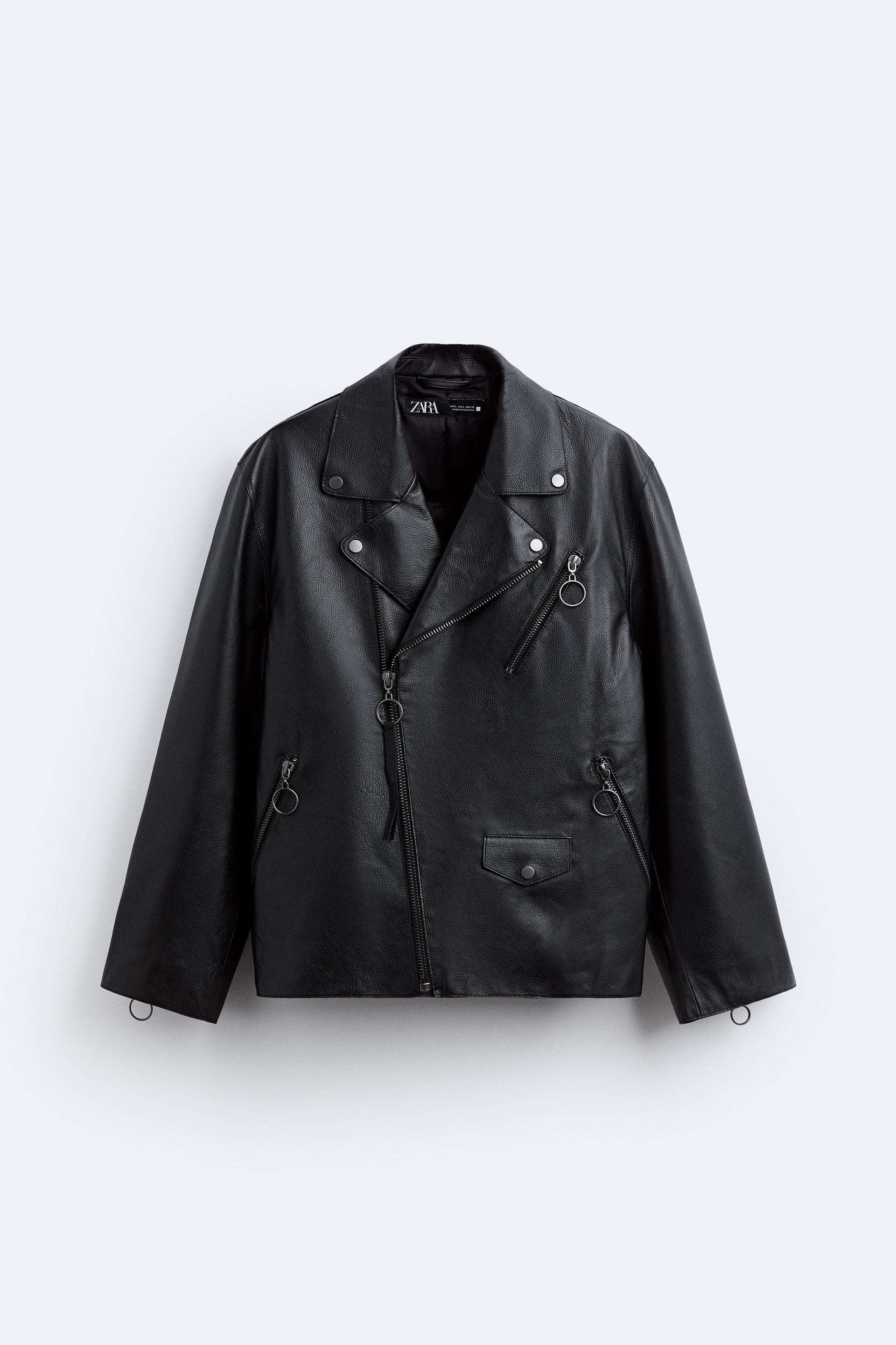 ☆ZARAザラ本革 オーバーサイズ レザーライダースジャケット (ZARA