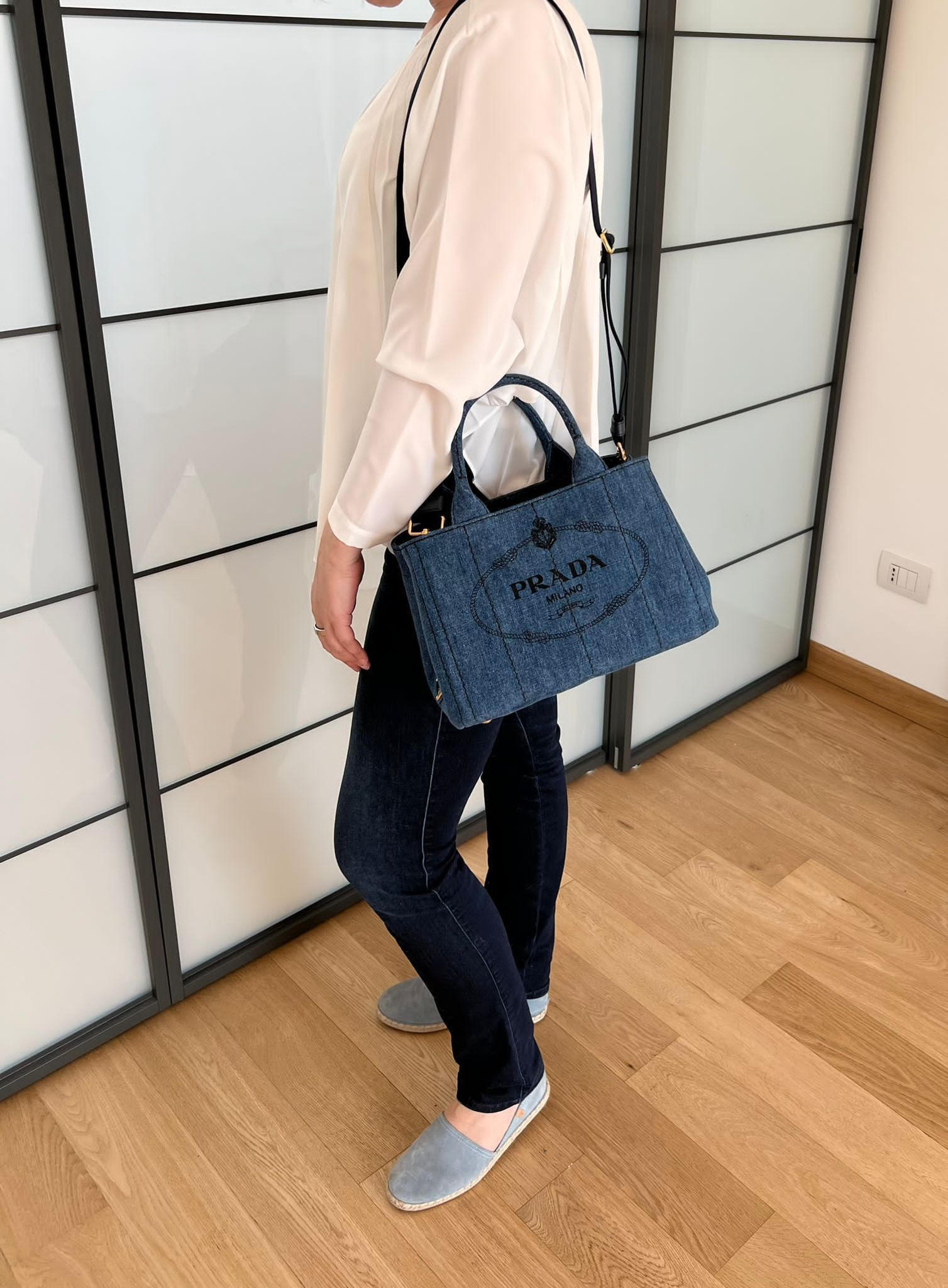PRADA デニム ファブリック 2WAYハンドバッグ ネイビー (PRADA/トート