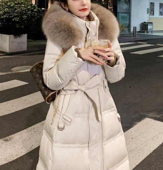 韓国 ダウン コート フォックスファー ロングコート 全2color (ダウン