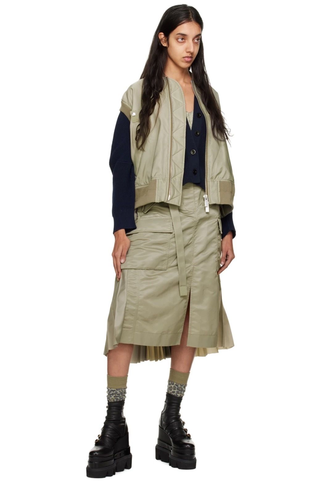 ◇関税込◇＊sacai＊ナイロン ツイル バックプリーツ スカート (sacai