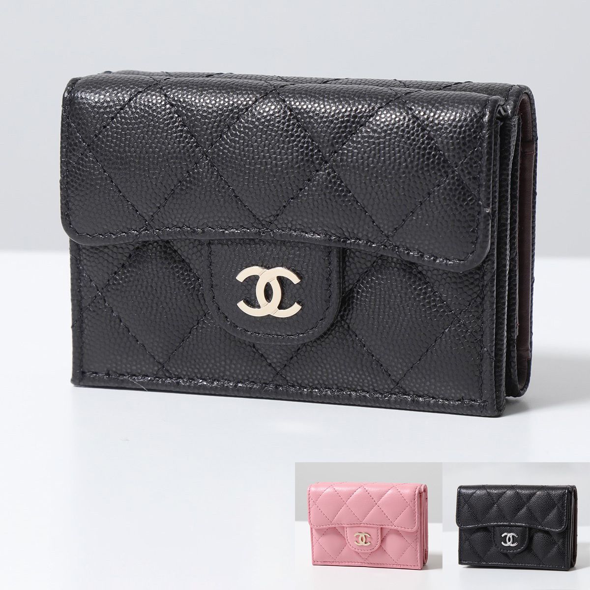 CHANEL 三つ折り財布 AP0230 Y33352 キルティングレザー (CHANEL