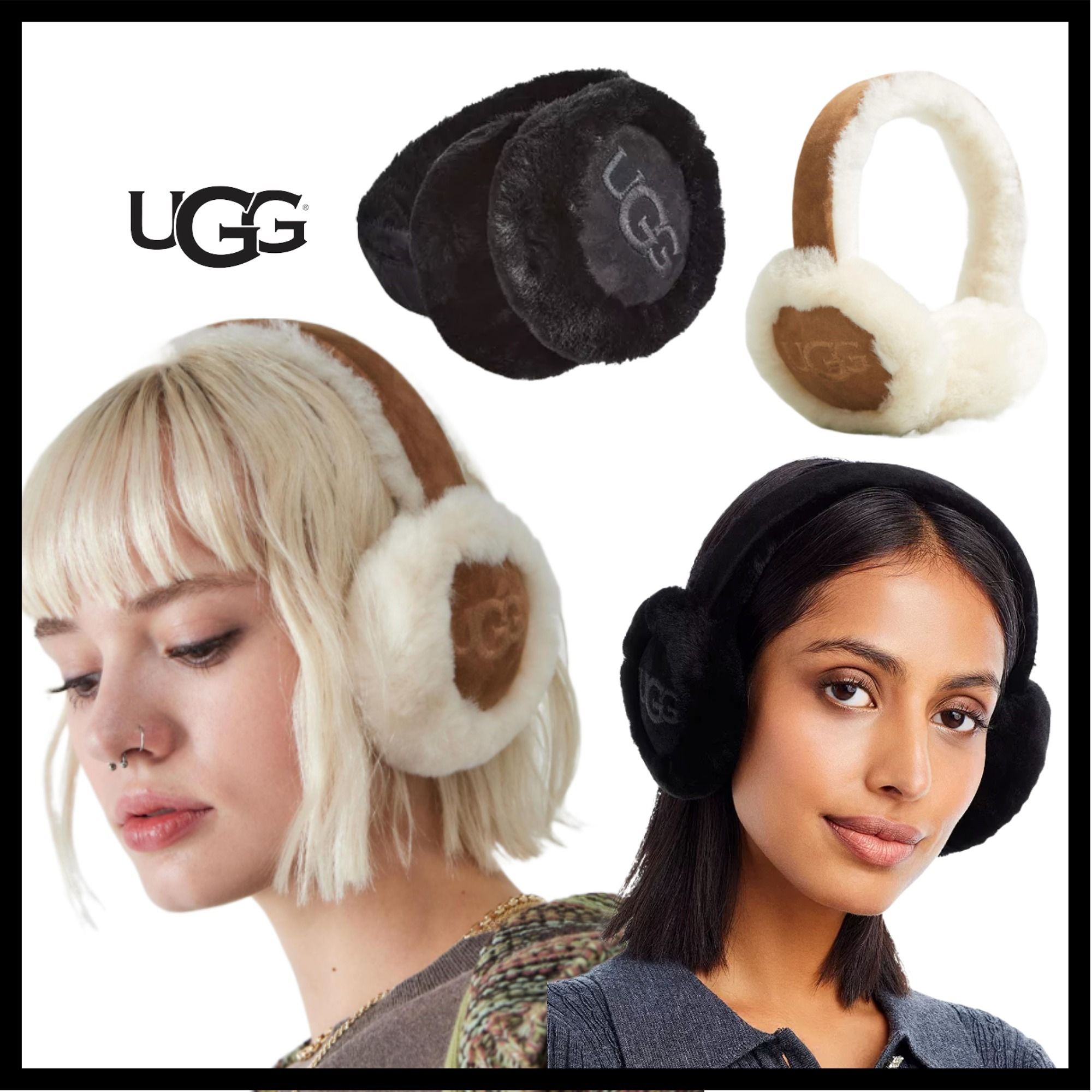 国内発送【UGG】シープスキン イヤーマフ / ロゴ入り 耳あて (UGG