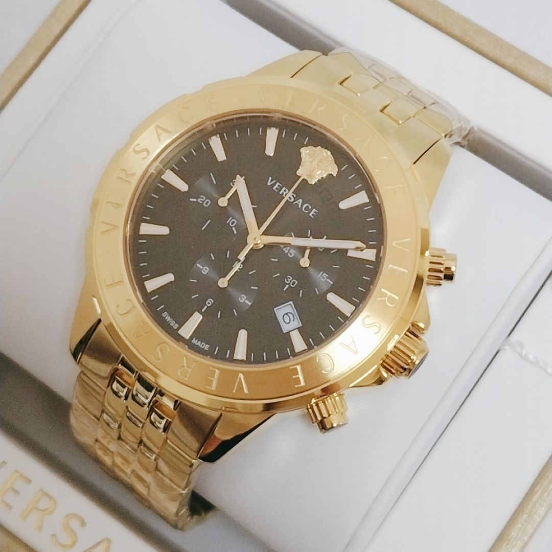 VERSACE 腕時計 Signature クロノグラフ ゴールド ブレスレット