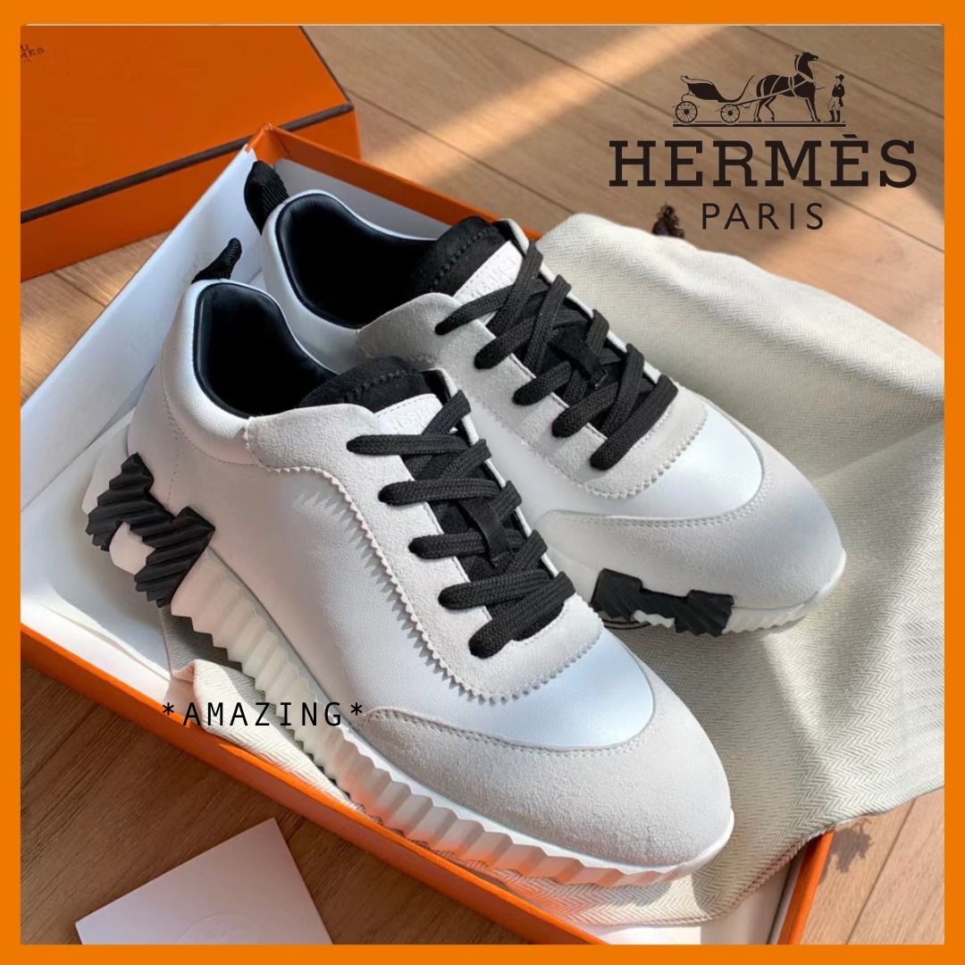 HERMES エルメス スニーカー バウンシング スエード 白黒 (HERMES