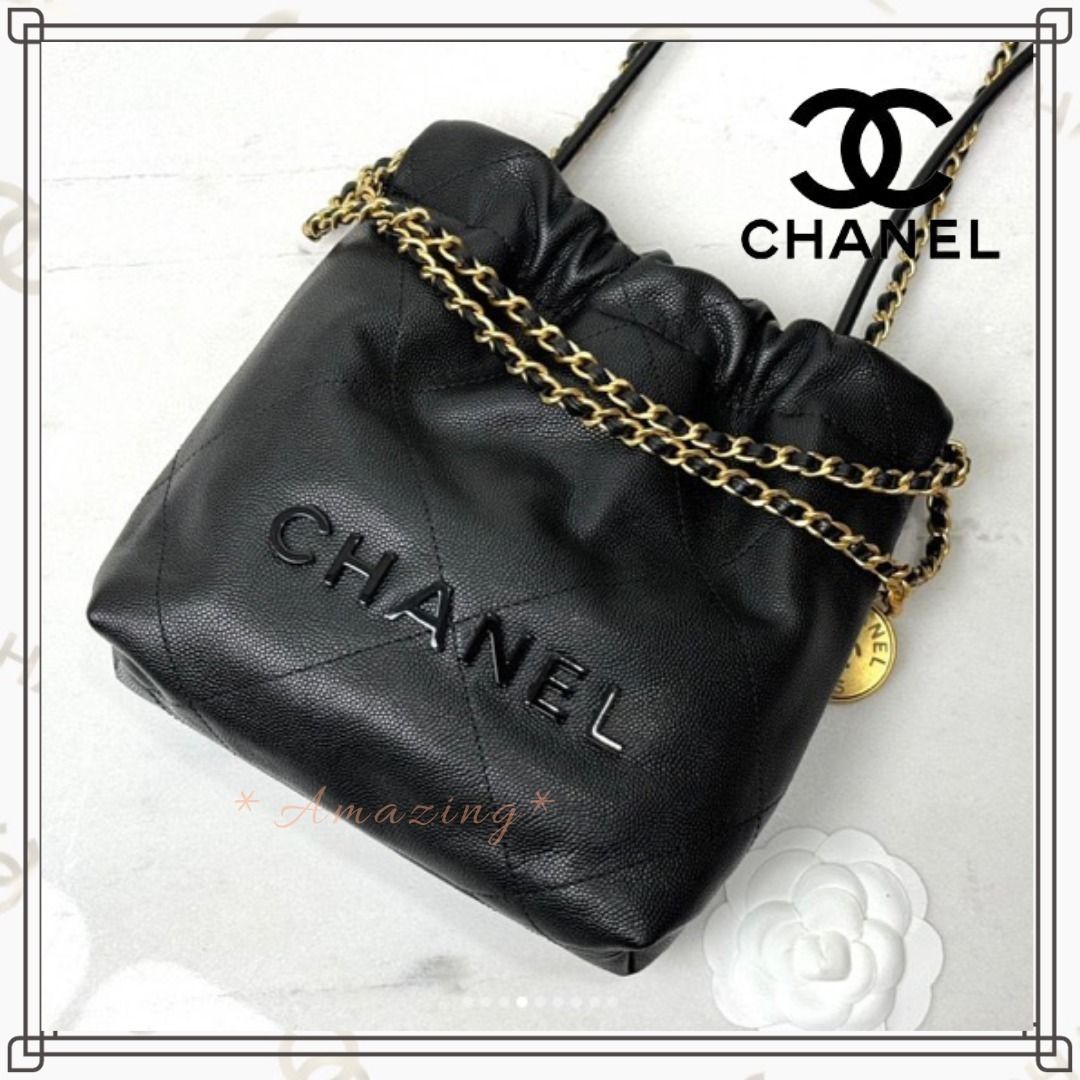 CHANEL☆入手困難☆ミニCHANEL22 SO BLACK キャビアスキン (CHANEL