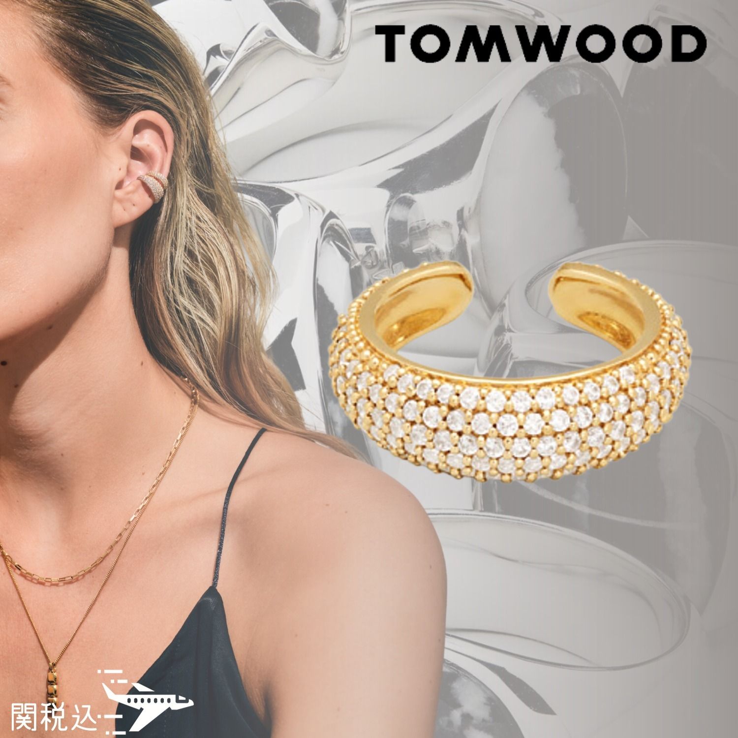 TOM WOOD トムウッド Ear Cuff Thick Zirconia Gold イヤーカフ (Tom