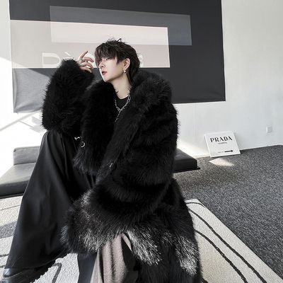 メンズ ファーアウター ロングコート ユニセックス 韓国 B3144 (コート