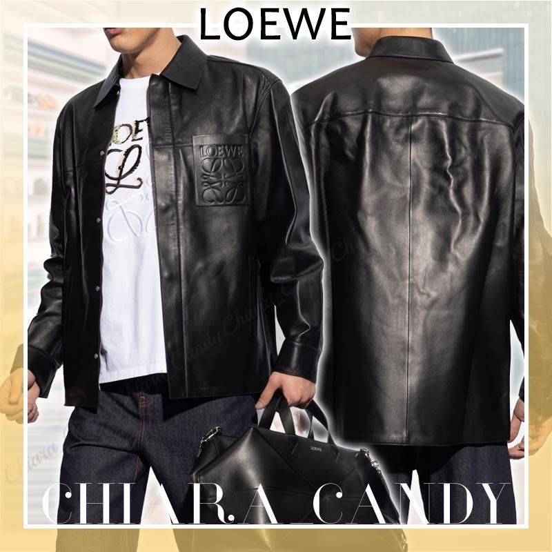 24SS NEW】LOEWE_man / レザー シャツ ジャケット / Black (LOEWE