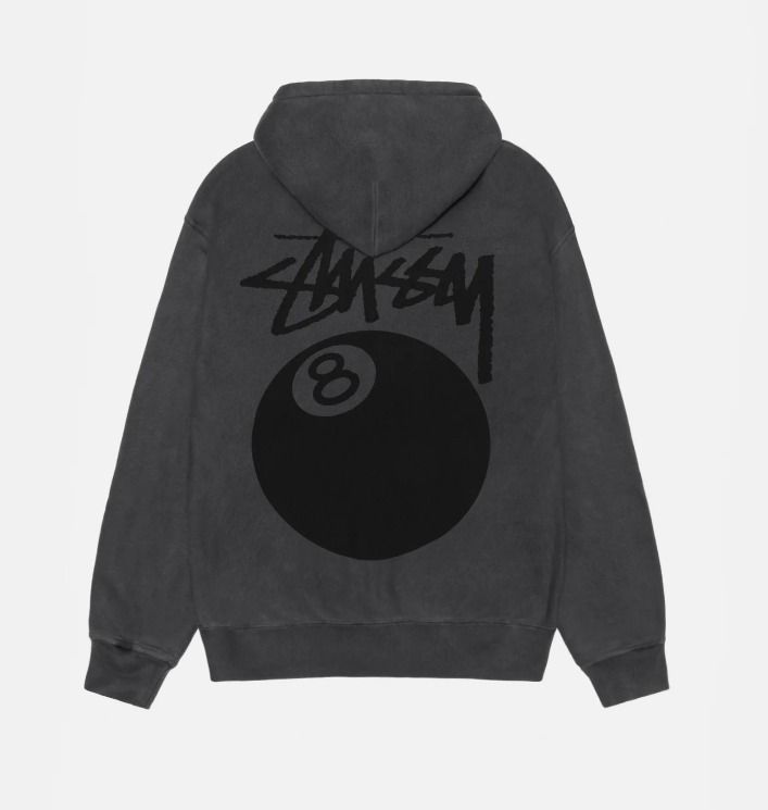 送料・関税込☆STUSSY☆8 BALL ZIP HOODIE PIGMENT DYED☆BLACK