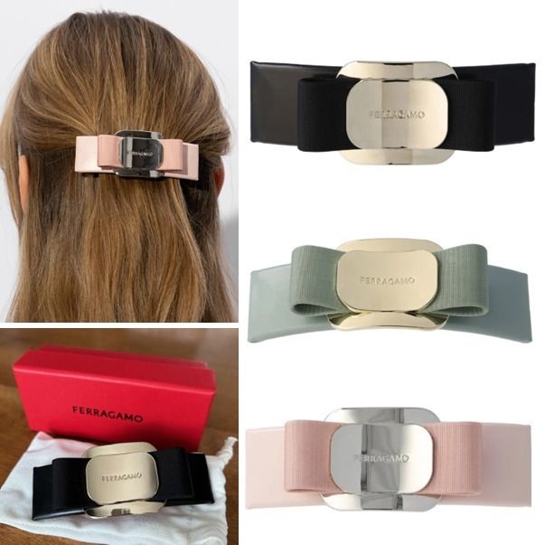 FERRAGAMO ロゴプレート レザー バレッタ (FERRAGAMO/ヘアアクセサリー