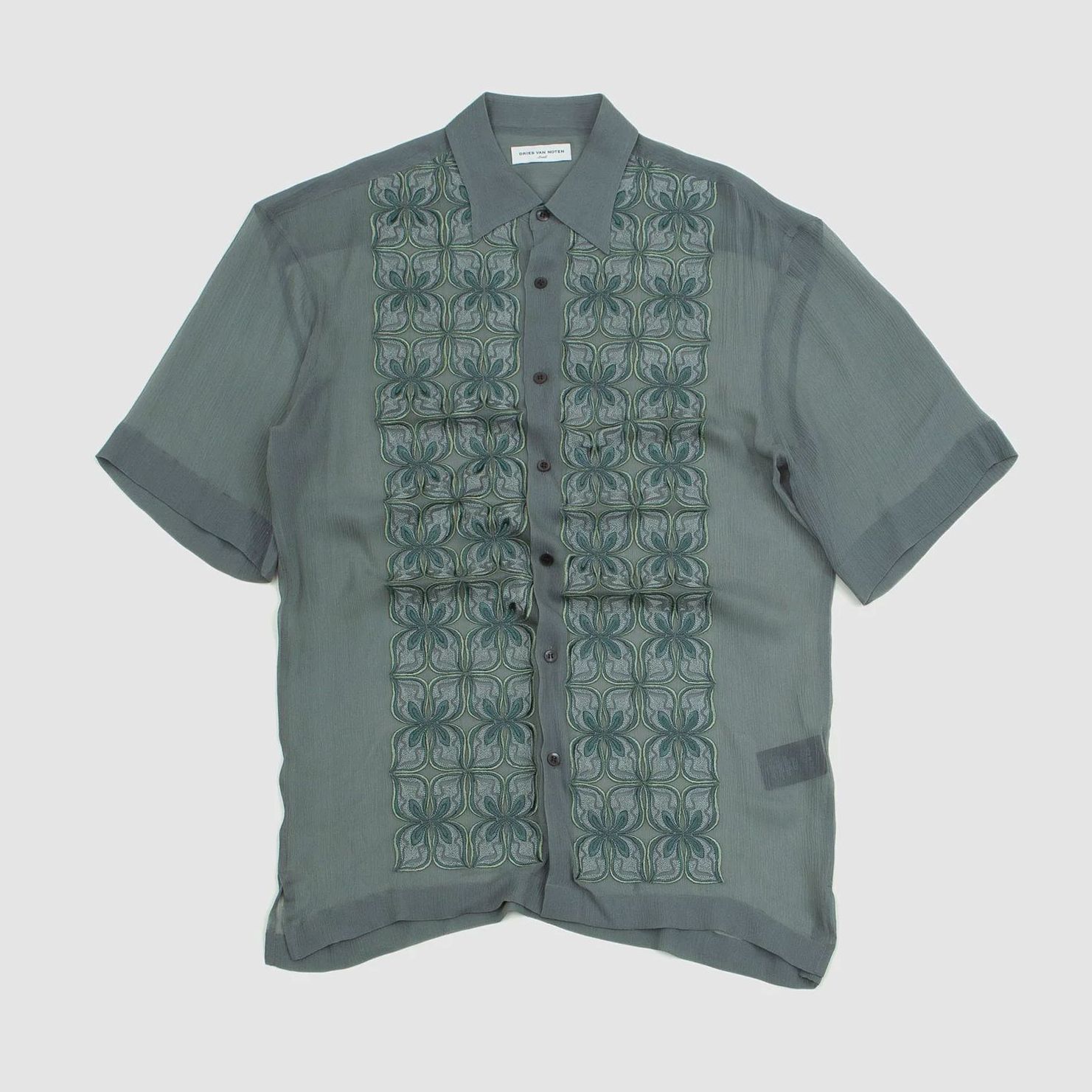 DRIES VAN NOTEN】シースルー シルク 刺繍シャツ 送料関税込 (Dries