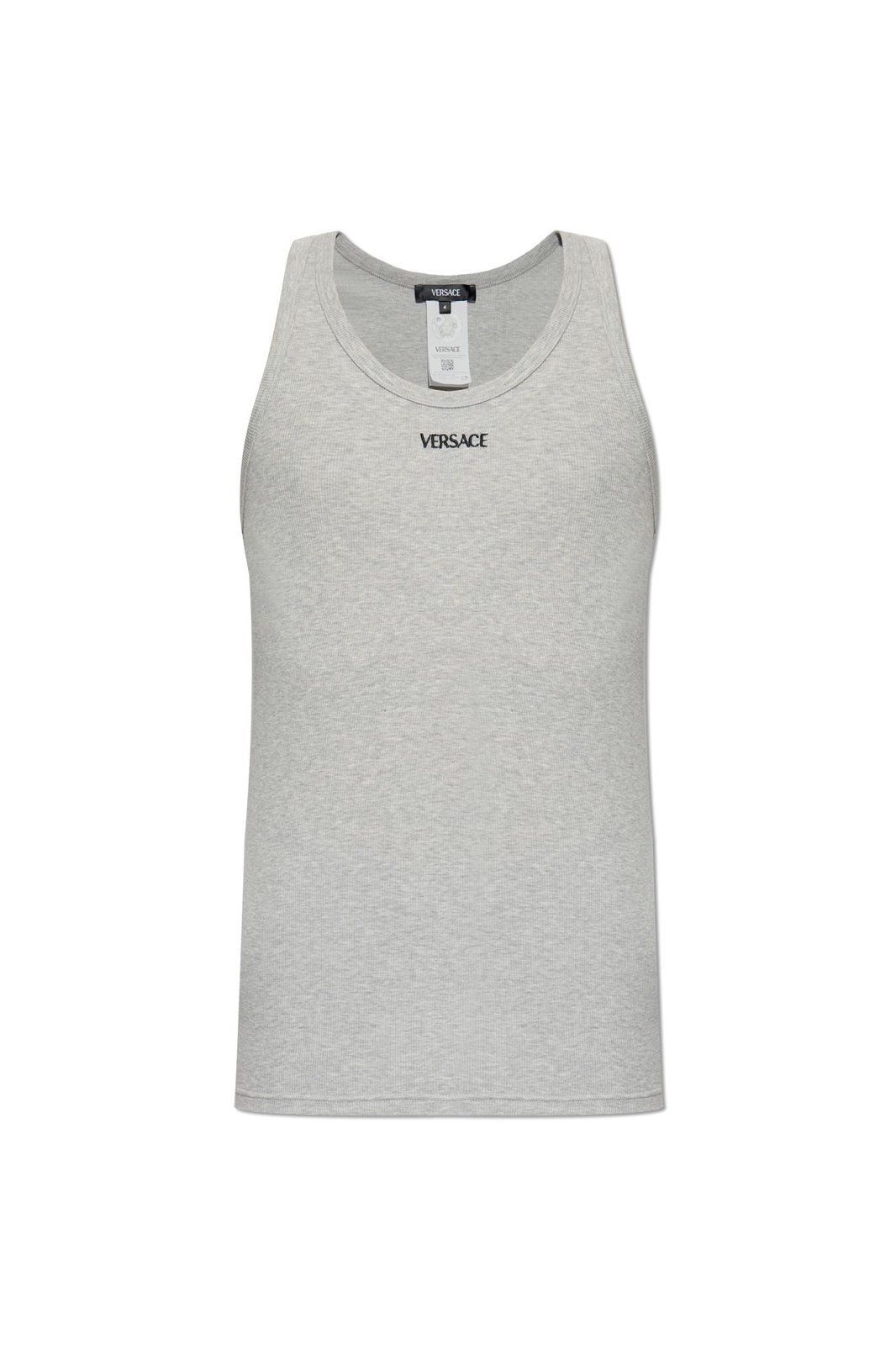Versace ヴェルサーチ ロゴ入りコットンブレンドタンクトップ (VERSACE