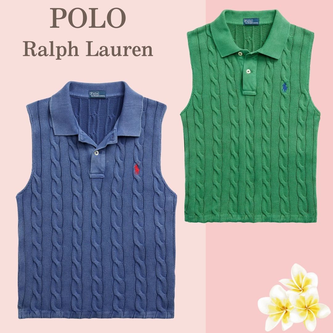 POLO Ralph Lauren】ノースリーブ ケーブルニット ポロ シャツ (POLO